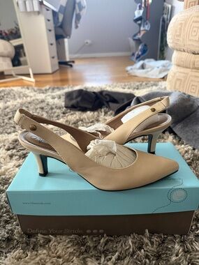 Journee Collection Beige Slingback Kitten Heels